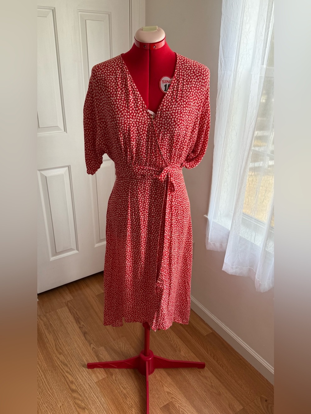 ba&sh Giani High-Low Wrap Dress in Red Rouge Size Small/4